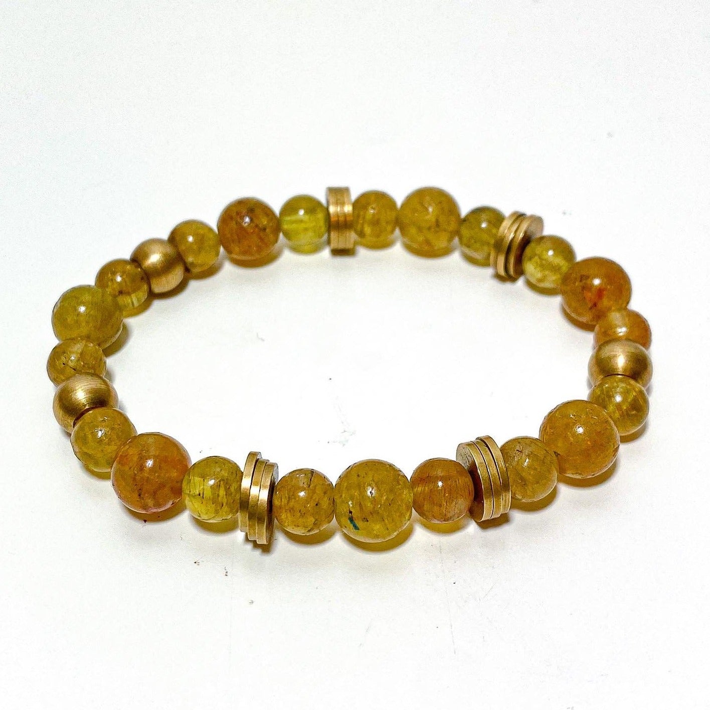 Apaptite gemstone stretch bracelet, gold spacer beads, creativity and –  Sparkle Monster